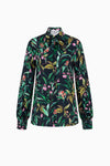 Blouse with bow detail in printed silk
