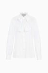 Cotton poplin blouse with bow detail