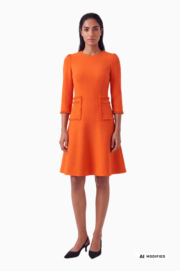Bell-shaped wool crepe dress