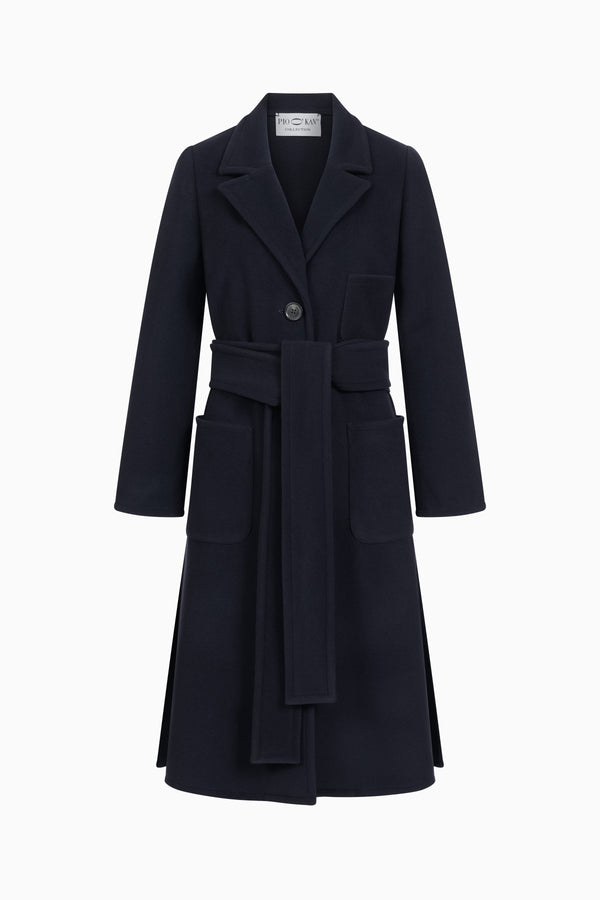 Long Wool-Cashmere Wrap Coat