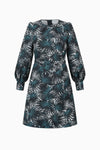 Flared dress with belt and statement sleeves in pique