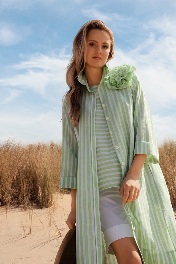 Luftiges Hemdblusenkleid aus Baumwoll-Leinen