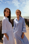 Cotton poplin dress with embroidered sleeves