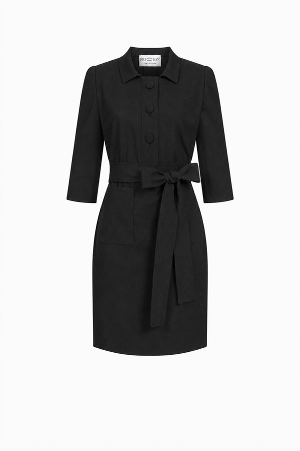 Kleid mit Knopfleiste aus Gabardine