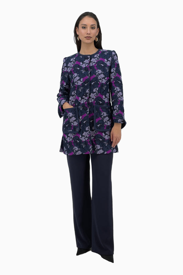 Straight jacquard coat