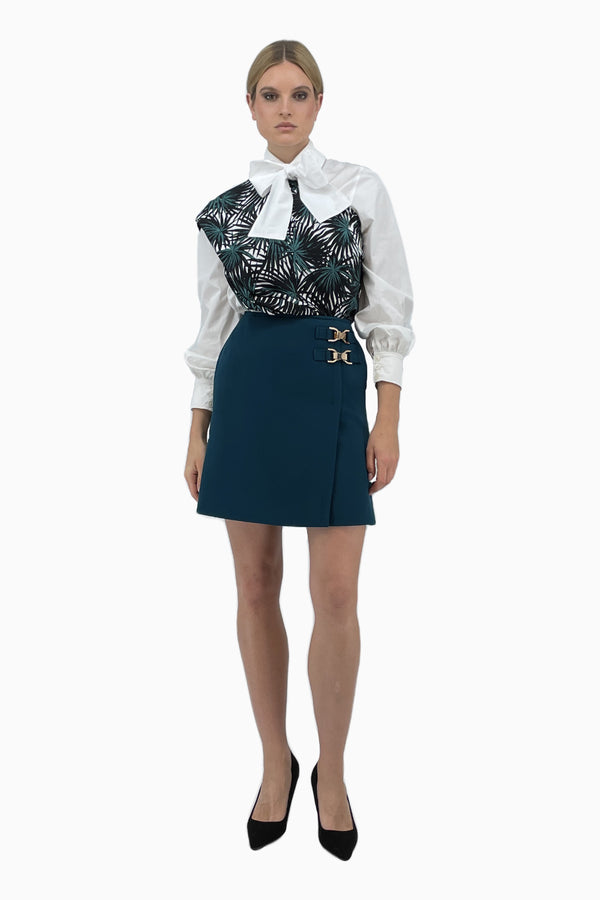 Cotton poplin blouse with bow detail