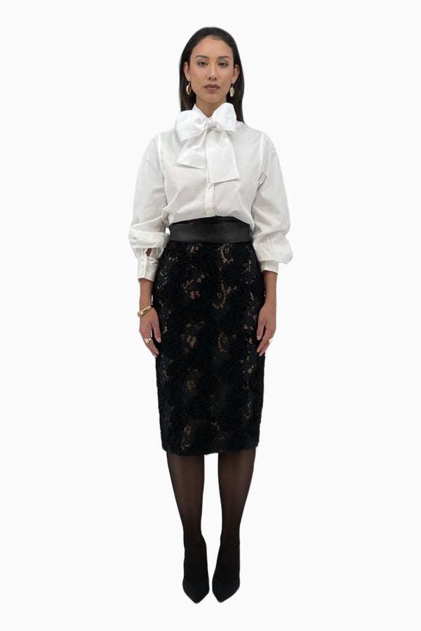 Long lace pencil skirt