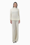 Wide-leg wool crepe trousers