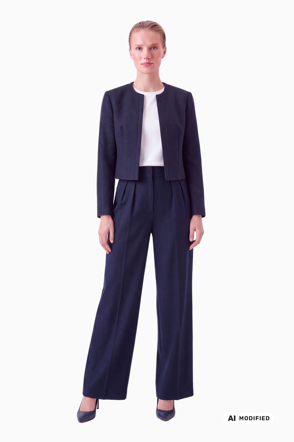 Short straight crepe jacket