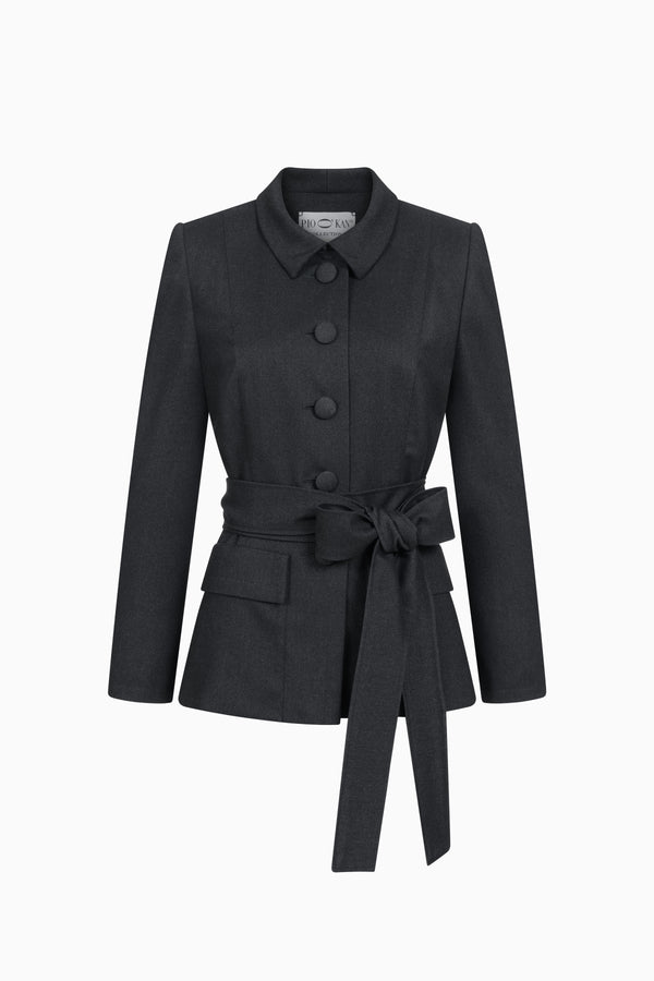 Taillierte Jacke aus Gabardine mit Bindegürtel