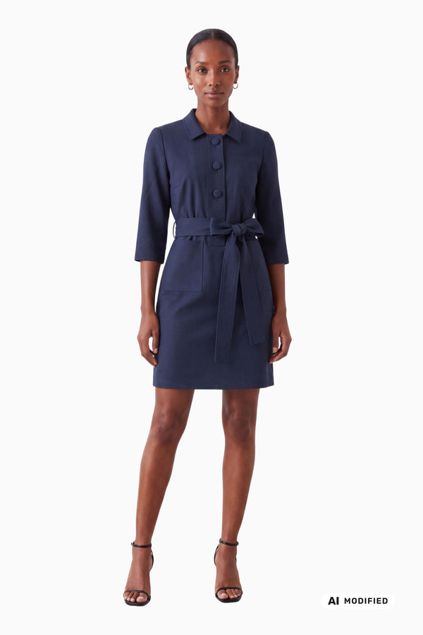 Kleid mit Knopfleiste aus Gabardine