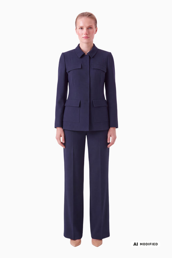 Hip-length jacket in wool crepe