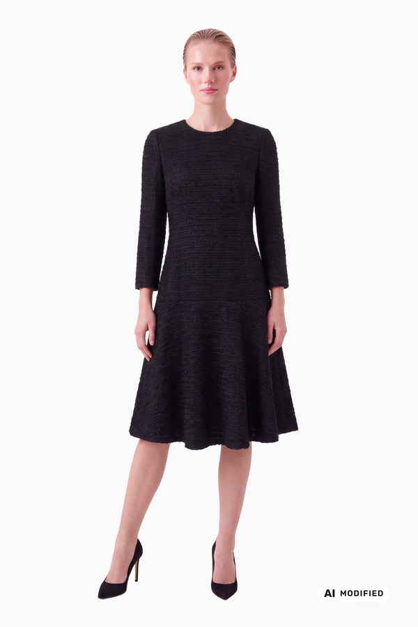 Bell-shaped dress in fancy tweed