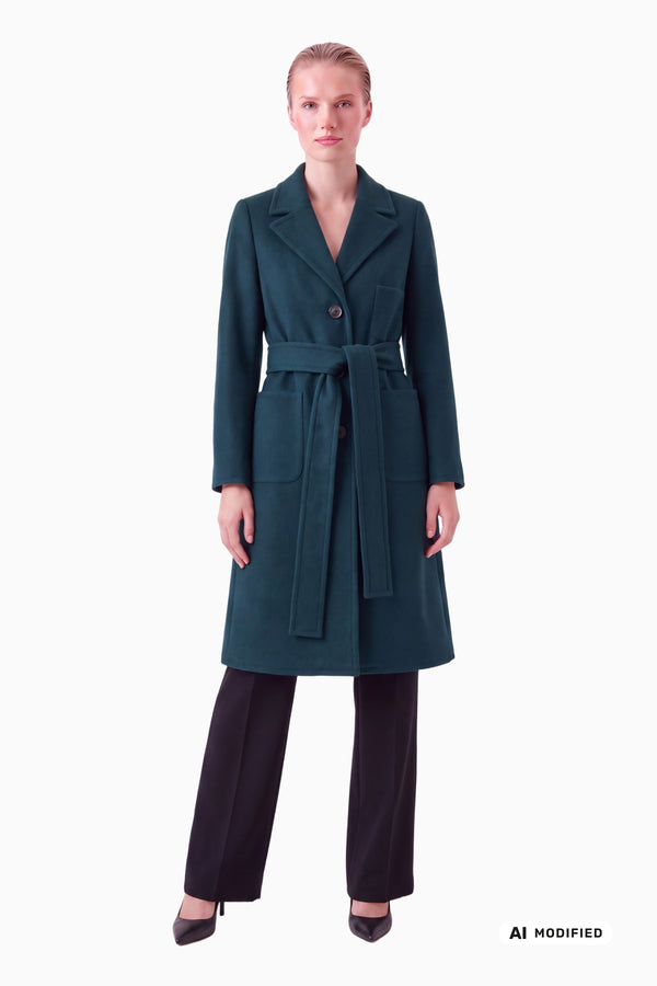 Long Wool-Cashmere Coat with Tie Belt