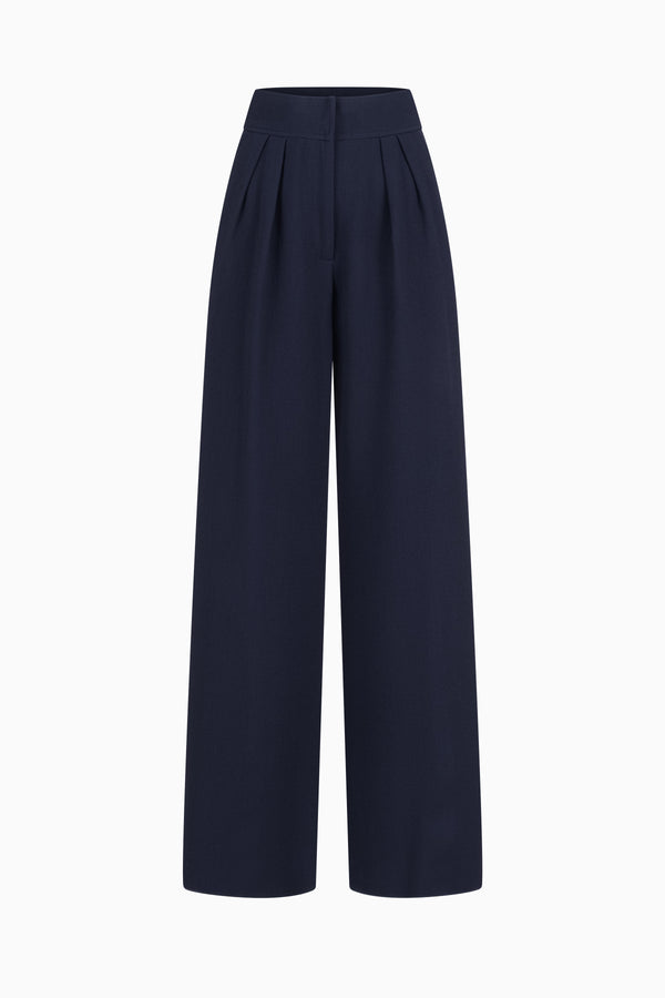 Weite Bundfaltenhose aus Wollcrêpe