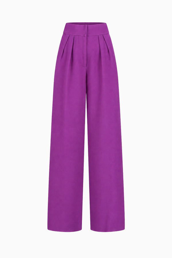 Weite Bundfaltenhose aus Wollcrêpe