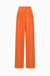Wide wool-crepe pleated trousers