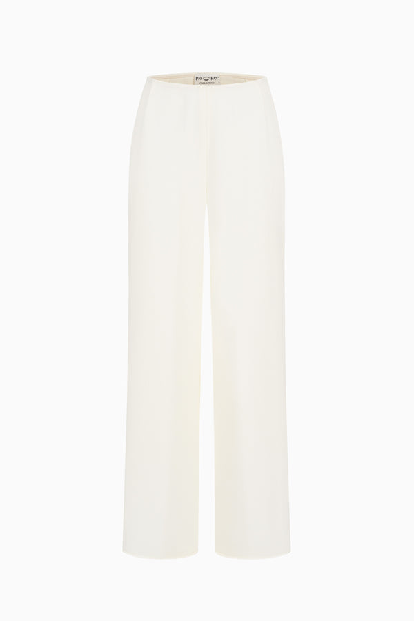 Wide-leg wool crepe trousers