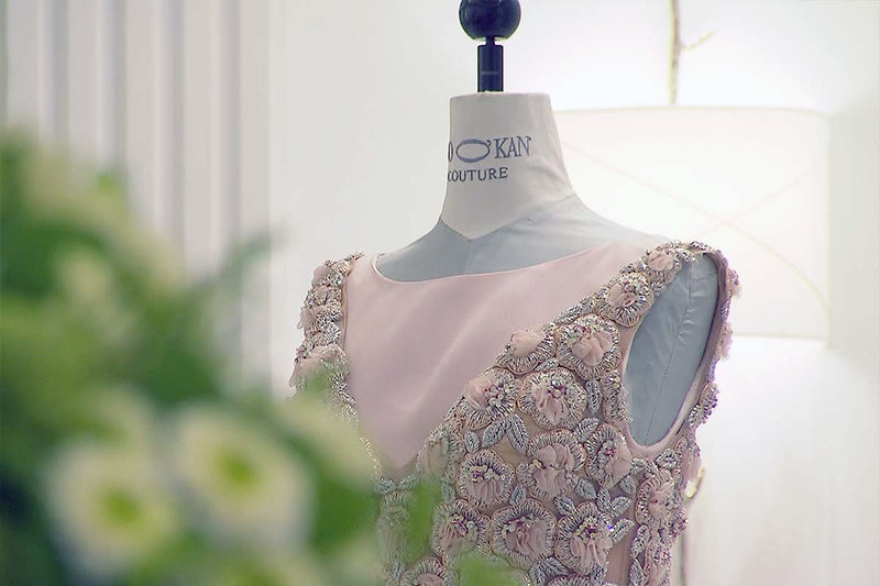 PIO O'KAN Haute Couture Couture dress Evening dress Wedding dress Weddingdress rose rose embroidered rose blossoms