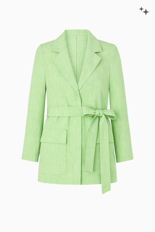 Jacke aus Baumwoll-Leinen mit Bindegürtel