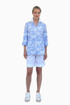 Cotton poplin blouse with embroidered stripe pattern