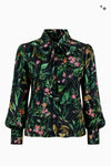 Blouse with bow detail in printed silk