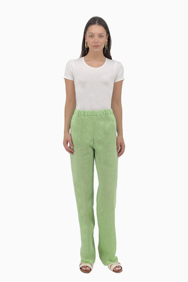 Gerade Hose aus Baumwoll-Leinen mit elastischem Bund