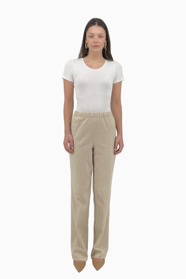 Gerade Hose aus Rayon mit elastischem Bund