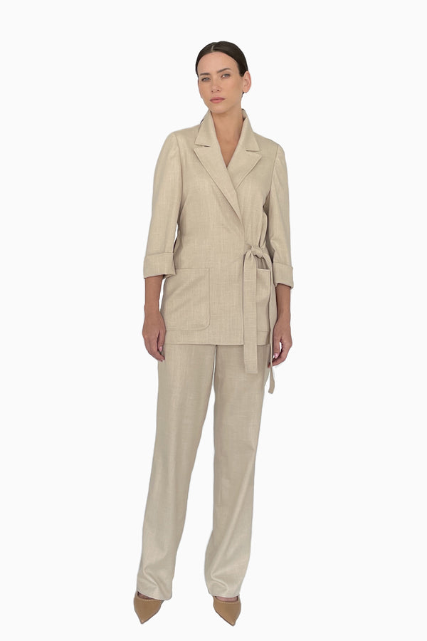 Jacke aus Rayon mit Bindegürtel