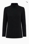 Long-sleeved top with stand-up collar in fancy jersey