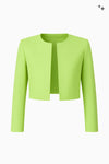 Short straight jacket in wool crepe