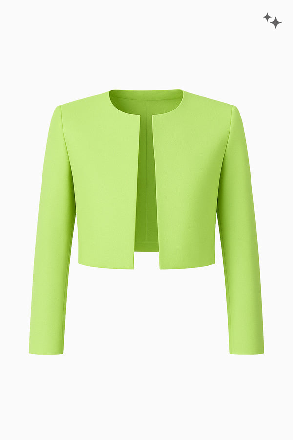 Short straight jacket in wool crepe
