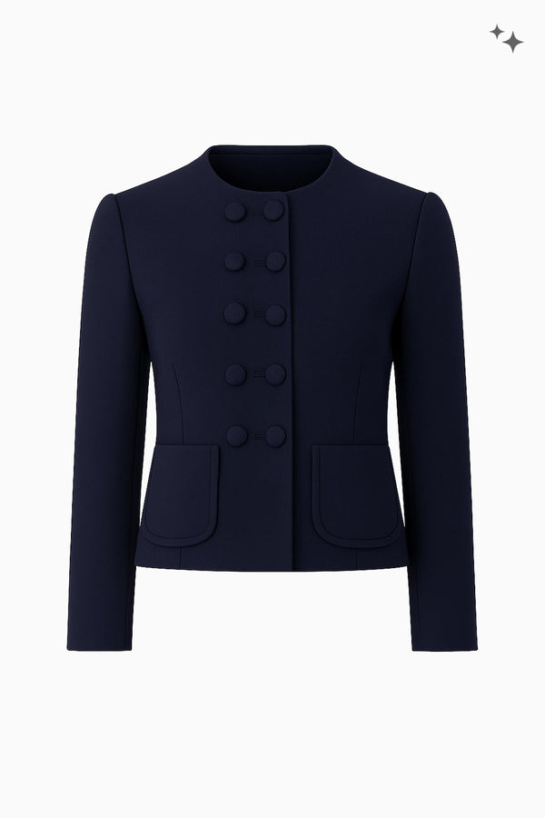 Tailored double-breasted jacket in wool crepe