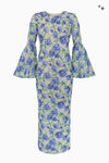 Fitted lace dress with batwing sleeves