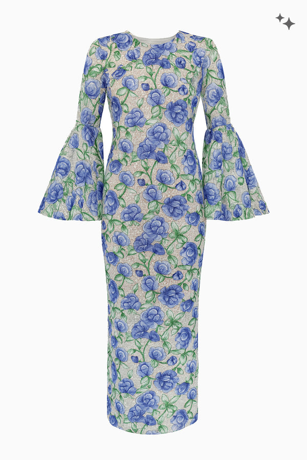Fitted lace dress with batwing sleeves