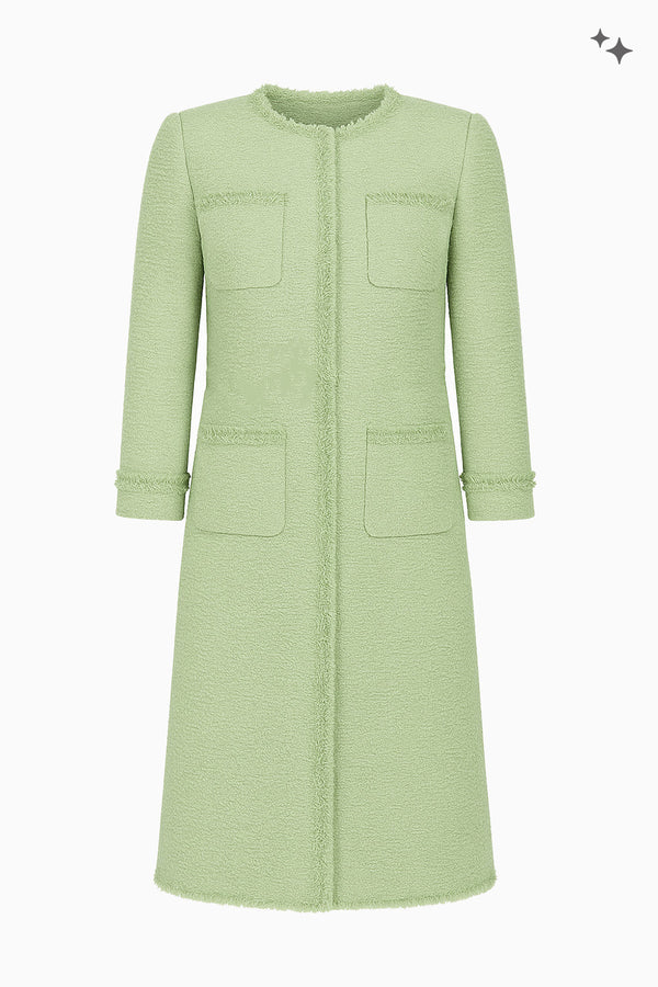 Straight-cut tweed coat