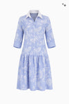 Cotton poplin dress in embroidered stripe pattern