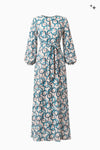Long dress in printed silk
