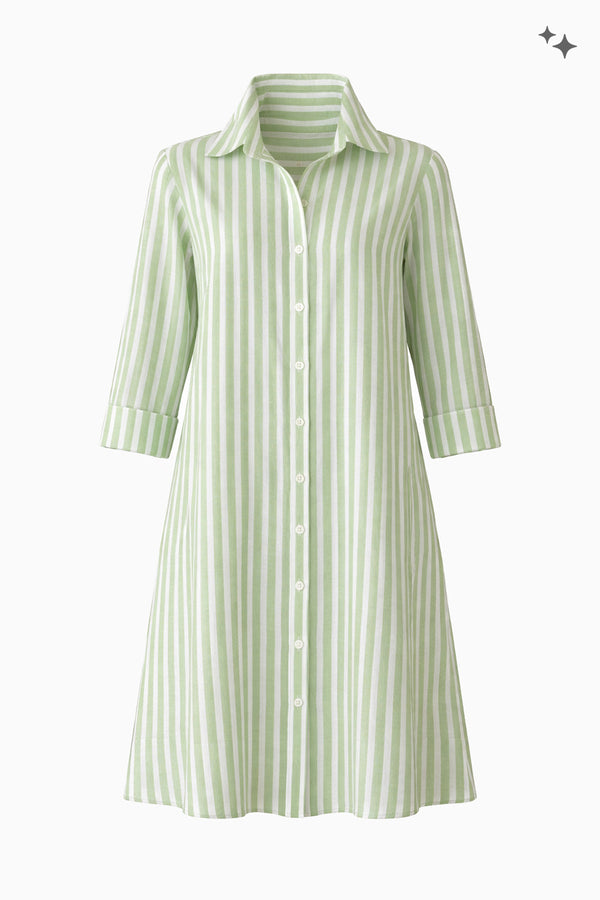 Luftiges Hemdblusenkleid aus Baumwoll-Leinen