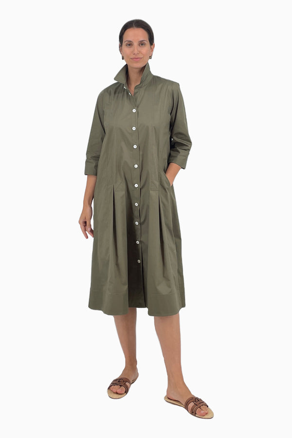 Langes Hemdblusenkleid aus Baumwollpopeline