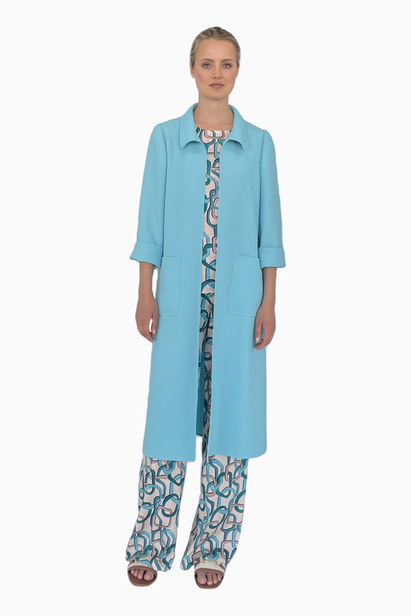 Long wool crepe coat