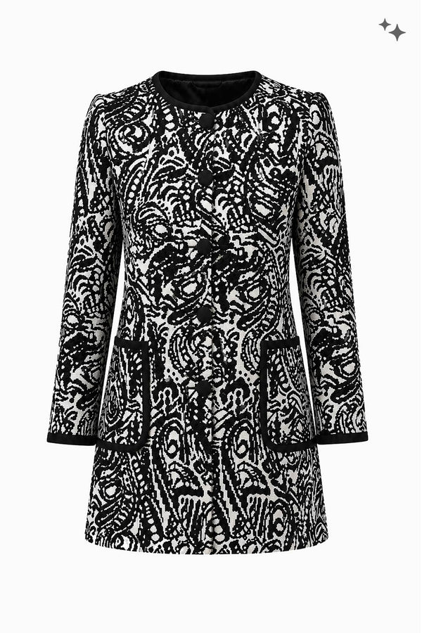 Straight jacquard coat