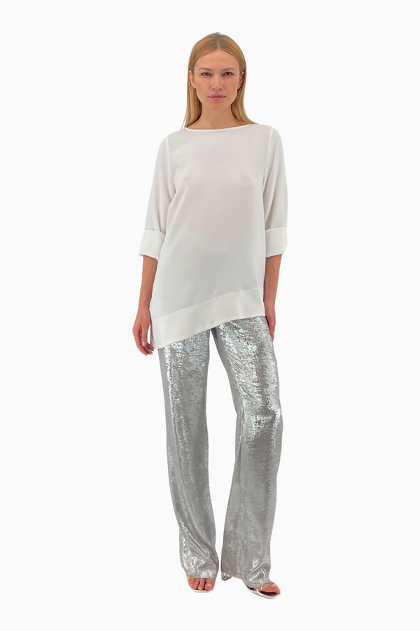 Asymmetric crêpe top
