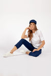 Lightweight crêpe top with short sleeves