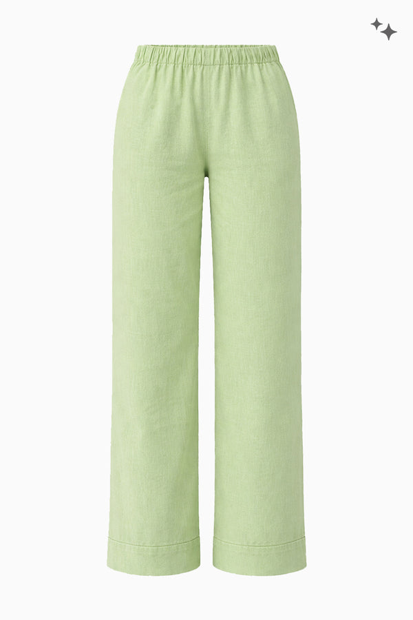 Gerade Hose aus Baumwoll-Leinen mit elastischem Bund