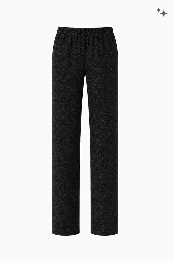 Straight-leg trousers in fancy jersey with elasticated waistband