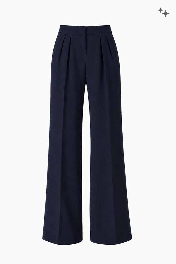 Weite Bundfaltenhose aus Wollcrêpe