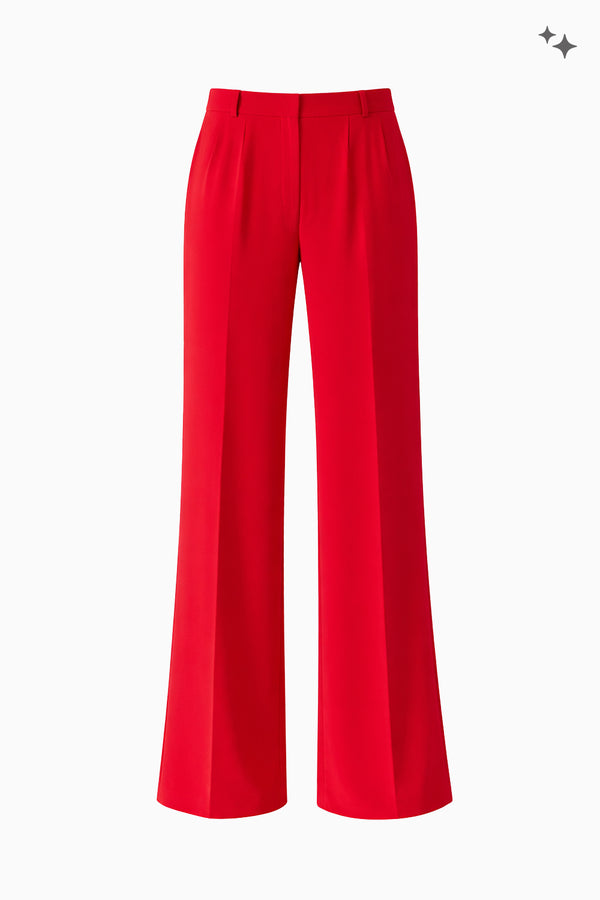Straight-leg wool crepe trousers with pockets and belt loops