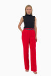 Straight-leg wool crepe trousers with pockets and belt loops