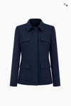 Hip-length jacket in wool crepe